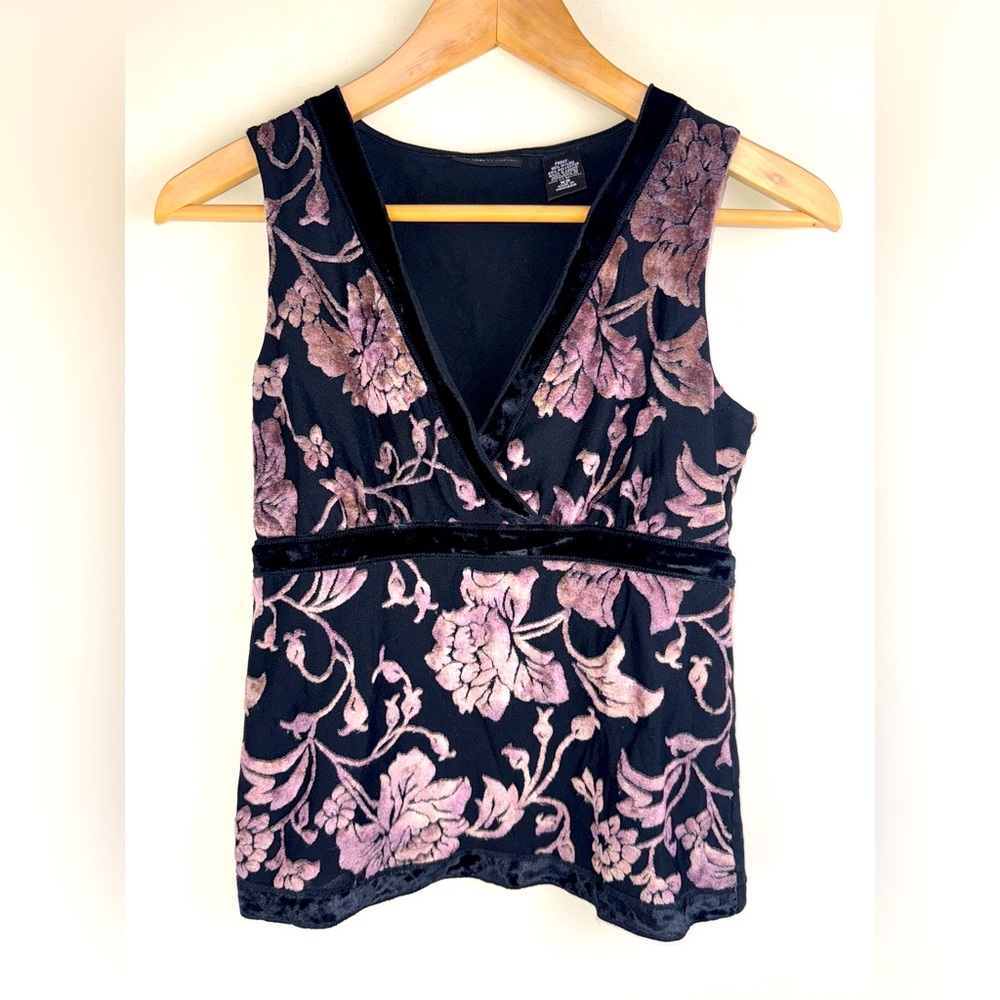 NY & Company Velvet Burnout Sleeveless Baby‎ Doll  Top XS Whimsigoth Fairy Y2K